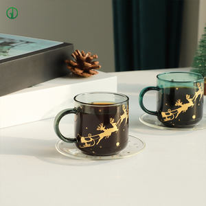 Tasse et soucoupe à café en verre borosilicate coloré avec logo personnalisé, pour café <span class=keywords><strong>latte</strong></span>, café expresso, 100 ml - Product Image 4