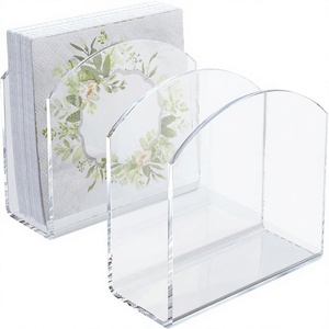 Porta Servilletas de Acrílico Transparente Personalizado, Paquete de 2, Tipo Clásico/Moderno, para Mesa de Cocina, <span class=keywords><strong>Bar</strong></span>, Restaurante - Product Image 1