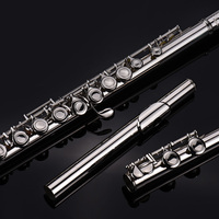 C Key Flutes Closed 16 Hole Flute Nickel Plated Woodwind Instrument for Beginner Silver