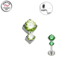 Fashion Stud Diamond Earrings for Women Colorful G23 Titanium Piercing Jewelry Flat Tragus Snug Double Zircon Gemstone Earrings
