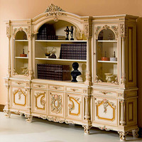 Bureau de direction en bois massif antique, mobilier de luxe haut de gamme avec des sculptures élégantes, style de conception traditionnel pour PDG