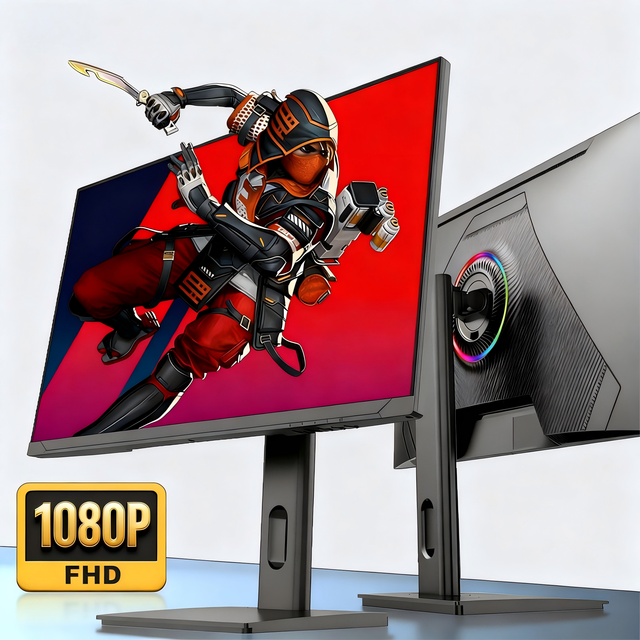 2026 New Frameless 24 Inch 75Hz IPS 1ms 100% SRGB 1080p HDR Gaming Monitor with LED Speakers for PC & Home Office