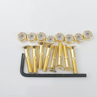 Nouvelles vis, boulons et écrous professionnels en acier anodisé or de 1 pouce pour longboard de skateboard, finition double rocker, lot de 8 pièces, vente en gros