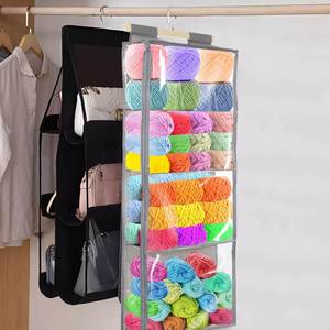 Clear Knitting Organizer Storage with 4 Large Zippered Pockets Hanging Yarn Storage for <b>Crochet</b> Lovers Made of Fabric Polyester - Product Image 2