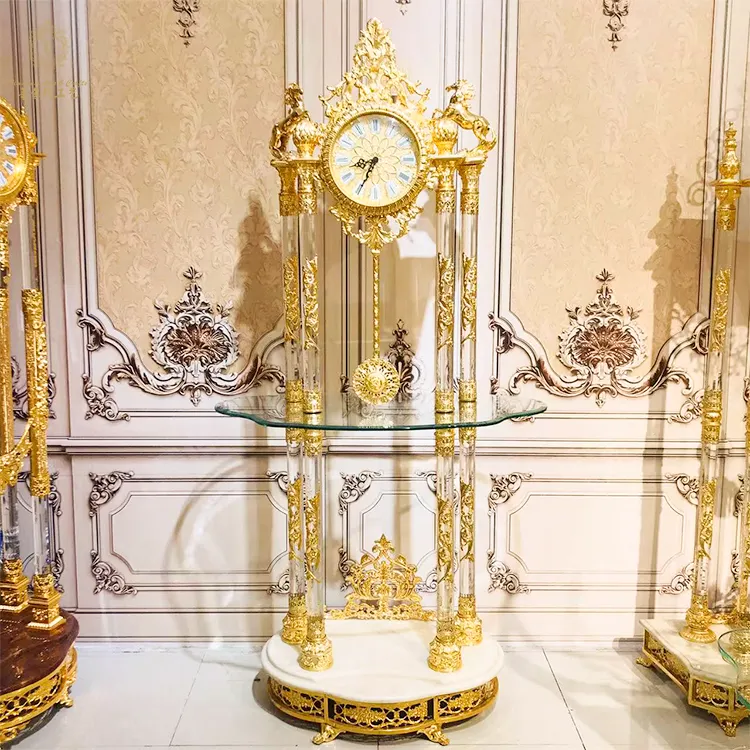 Bestseller Antique Style Metal Villa Luxury Pendulum Hotel Grandfather Clock