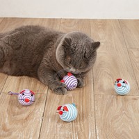 Ensemble de jouets pour chat en corde et en nylon écologiques pour nettoyer les dents, l'entraînement et le jeu interactif