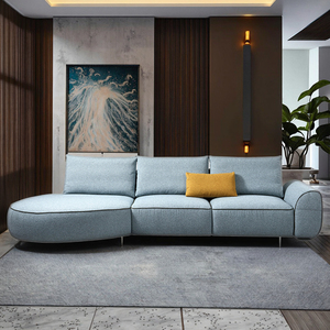 Juego de sofás de tela de esquina creativos de Milán al por mayor, sala de estar de apartamento de esponja de alta densidad con forma ovalada de tres asientos - Product Image 2