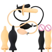 Grand dilatateur anal gonflable en silicone, ensemble de soins de massage corporel