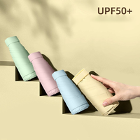 Mini parapluie portable à poche 6 plis pour femmes Nouvelle protection solaire ultra-légère à revêtement noir créatif pour la pluie de voyage
