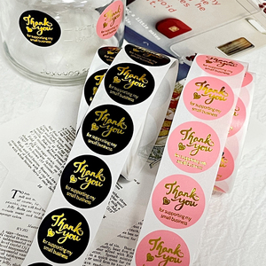Factory Custom Adhesive Sealing Labels Hot Stamped Black White Green Blue Kraft Stickers for Wedding <b>Gift</b> <b>Envelopes</b> - Product Image 1