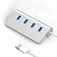 Alüminyum 4 Bağlantı Noktalı USB 3.0 Genişletici Splitter Hub Veri Merkezi MacBook Dizüstü Bilgisayar PC USB-Flash Sürücüler Mobil HDD için