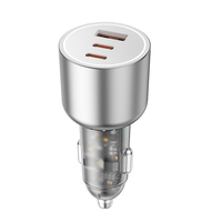 Cargador de Coche USB C Transparente de 136 W, Adaptador de Cargador de Coche Tipo C PD 100 W + PD 36 W Compatible con iPhone, Galaxy, MacBook y Más