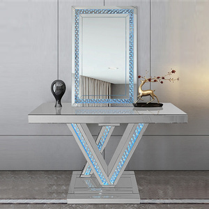2022 Top Seller Heart LED Mirrored Console Table with Wall Mirror Set <strong>Crushed</strong> <strong>Diamond</strong> Mirrored <strong>Furniture</strong> Smart <strong>Furniture</strong> - Product Image 6