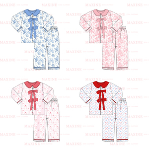Set di <span class=keywords><strong>Abbigliamento</strong></span> per Bambine, Produzione OEM, Pigiami Invernali Coordinati per Famiglia, Stampa Floreale, Vestiti da Notte per Bambini - Product Image 3