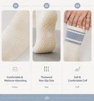 Chaussettes de yoga antidérapantes en tricot avec grip, en coton respirant, chaussettes de Pilates personnalisées avec grip antidérapant pour le yoga à domicile et le fitness sportif