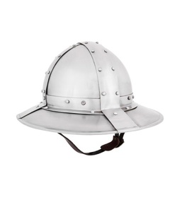 14th Century <b>Banded</b> Kettle <b>Hat</b> Handmade Steel Helmet with Genuine Leather Liner Medieval Armour Historical Style Decorative Head - Product Image 1
