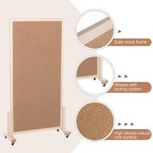 กระดานข่าวไม้ก๊อกสองด้านขนาดใหญ่พร้อมล้อดีไซน์เคลื่อนที่สำหรับใช้ในสำนักงาน - Product Image 2