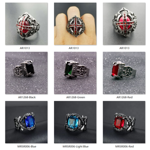 Anneaux turcs en acier inoxydable Victory de United State Group avec émeraude et strass - Product Image 4