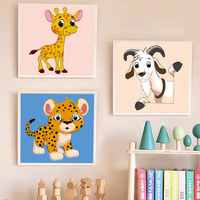 DIY Peinture par Numéros 20x20 Animaux Série Enfants Mini Peinture par Numéros avec Cadre Art Peinture par Numéros pour Enfants