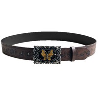 Ceintures de cowboy personnalisées, ceintures western, sangle en PU, motif floral pressé, boucle en alliage papillon, accessoire de taille vintage pour femme
