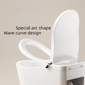 WC monobloc intelligent à double chasse, design moderne, cuvette en céramique, forme ronde créative Little Planet, automatique, à poser au sol - Product Image 6