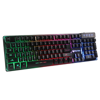 Clavier de jeu filaire 104 touches, rétroéclairage couleur, sensation mécanique, touches flottantes, anti-ghosting, pour ordinateur et e-sport