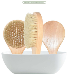 Natural Bristle Short Handle Bamboo Bath <b>Brush</b> Suitable for <b>Back</b> Skin Clean - Product Image 6
