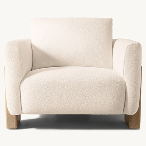 Chaise en lin blanc <span class=keywords><strong>de</strong></span> style américain <span class=keywords><strong>de</strong></span> luxe Rhohohill meubles <span class=keywords><strong>de</strong></span> salon canapé simple chaise longue en bois fauteuil à ossature en bois massif - Product Image 2