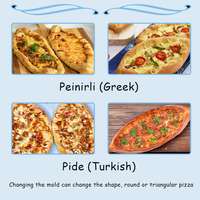 Ligne de production de pizzas surgelées Longyu automatiques, type Pide turc, Peinirli grec, pizza longue en forme de bateau fourrée au fromage et cuite sur pierre