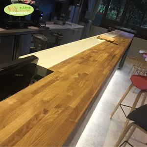 Pabrik Disesuaikan Kayu Oak Solid Bar Countertop Penjualan Panas FJ Kayu Oak Bar Counter Gaya Moder