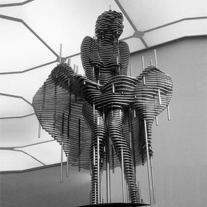 Design moderno in acciaio inox inginocchiato donna scultura arte moderna figura scompare statua - Product Image 5