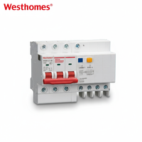Disjoncteur différentiel miniature WSB1LE-80 3P+N AC en cuivre 6kA Courbe BCD C pour montage sur rail DIN