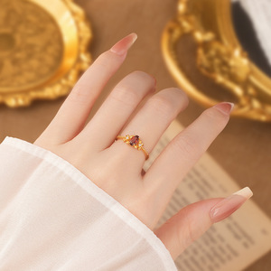 Minimalist 4*6mm Oval Cut Natural Stone Amethyst <b>Adjustable</b> <b>Rings</b> Sterling Silver 925 Gold Plated Bow Jewelry For Women - Product Image 4