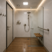 Toilettes Capsule Modernes Modulaires Cabine Sanitaire Publique Panneau Aluminium Double Vasque pour Événements Extérieurs DB-0210