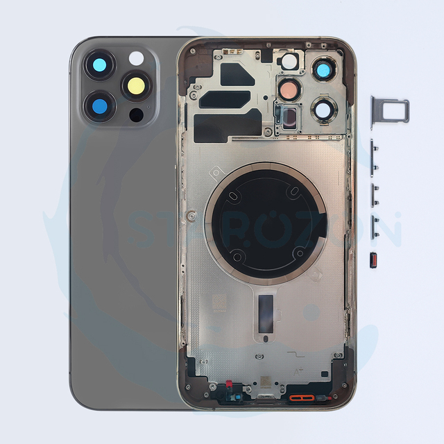 STAROZON Back Housing for Iphone 6S 7 8 PLUS XR 11 Pro 12 13 Mini 14 15 Promax 16 with Side Buttons SIM Tray Rear Cover