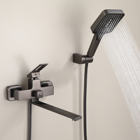 Ensemble de robinets de douche encastrés en laiton avec fonction pause, jets de massage doux, pommeau de douche carré, cartouche céramique, pour hôtels et extérieur