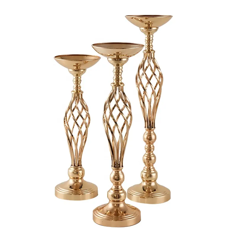 Hot gold plated iron crafts candlestick wedding props home decoration candlestick ornaments factory direct sales