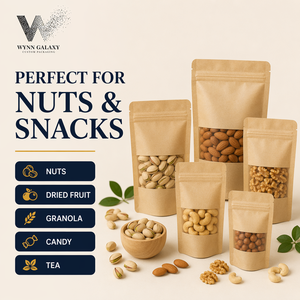 Sachet Doypack Kraft avec fenêtre et fermeture éclair refermable, 18x26+4cm, pour thé, café, noix, aliments, personnalisable OEM, en stock aux États-Unis, expédition immédiate - Product Image 2