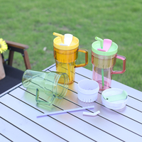 Nouvel Arrivage – Gourde Isotherme Grande Capacité 20oz/40oz en Plastique avec Poignée, Paille et Infuseur pour Thé et Café