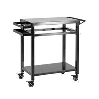 Chariot de barbecue et table d'extérieur Pinnovo en acier inoxydable, poste de préparation de cuisine mobile avec four à pizza