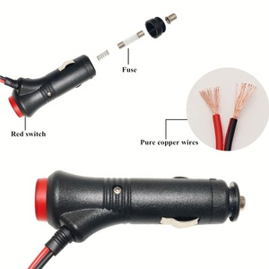 محول طاقة ولاعة سجائر السيارة MX 24 فولت مع كابل تمديد ذكر وزر تشغيل وموصل تيار مستمر 5.5 ملم 2.1 ملم - Product Image 6