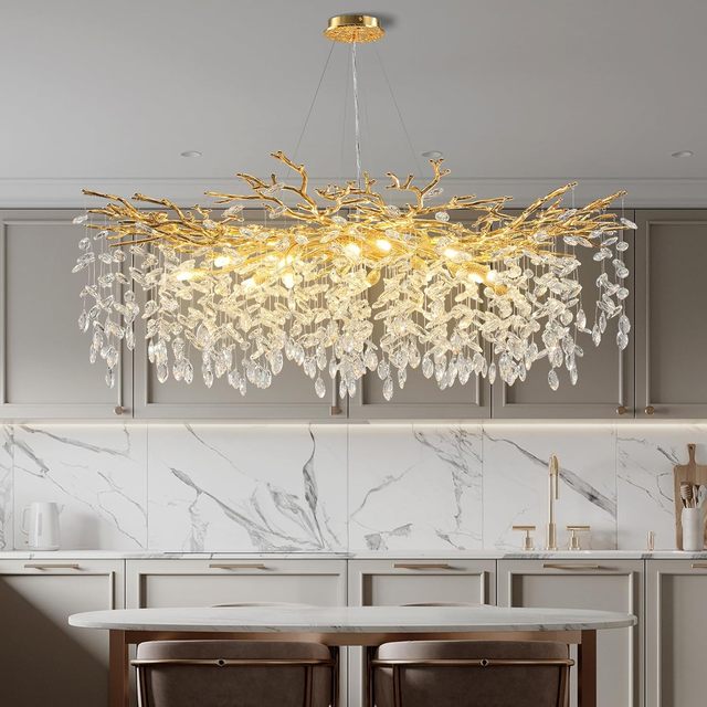 Custom Made Tree Branches Chandelier Luxury Home Decoration Living Room K9 Crystal Lobby Modern Led Crystal Pendent Light Lampe