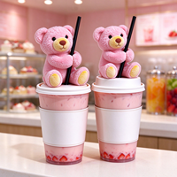 Ours en peluche décoratif pour tasse, en coton PP doux, jouet ours assis Kawaii pour tasses à café, lait, thé, présentation en magasin et cadeau souvenir