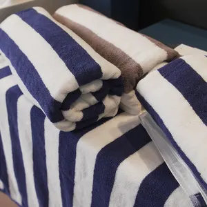 Luxury Beach Towel 100% Cotton Utopia Cabana Stripe Towels Soft Quick Dry Swim Towels