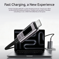 Câble de charge rapide 240W tressé avec affichage numérique 6A, double Type-C, pour ordinateurs portables et tablettes Xiaomi, OPPO, Huawei, OnePlus, Realme