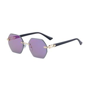 Gafas de Sol Octagonales con Logotipo Personalizado, Moda Retro 2025, para Hombre y Mujer, con Degradado, Protección UV400, sin Montura, Poligonales - Product Image 4