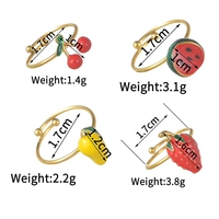 Anillo de Cereza con Esmalte de Colores Estilo Ins, Anillos de Frutas Personalizados de Acero Inoxidable