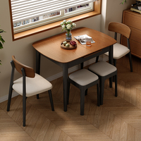Ensemble table et chaises de salle à manger rectangulaire extensible en bois massif, style moderne de luxe, éco-responsable et durable, idéal pour les intérieurs de villas