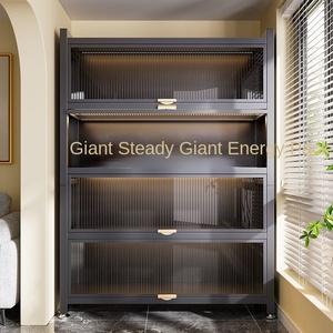 Bibliothèque moderne multi-niveaux en acier avec armoire anti-poussière à ouverture basculante, meuble de rangement de bureau sur pied, étagère à dossiers - Product Image 2