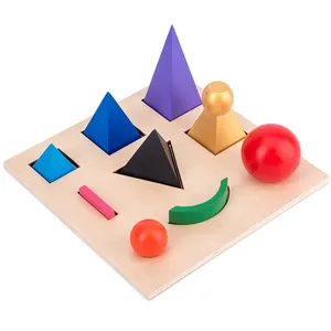 Wooden Solid Geometry Puzzle toys education learning shape matching game Christmas Birthday Gift for Kids